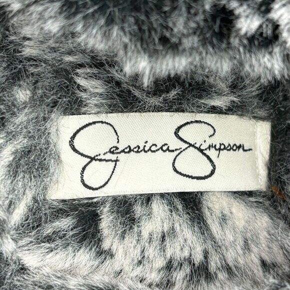 Jessica Simpson Black Fabric Faux Fur Super Soft Mule Slippers Womens Size 6-7 - Picture 10 of 11